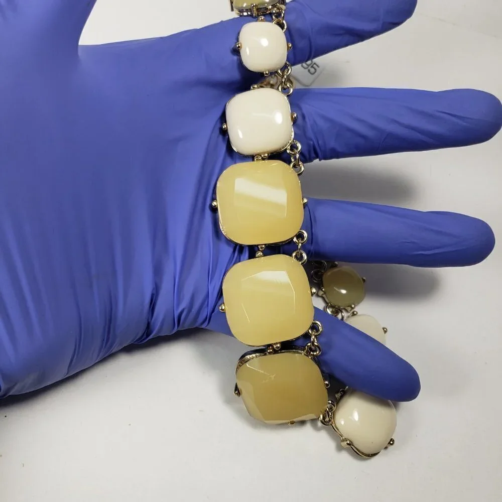 Colorful Stones Statement Necklace – Polished Gold - Stunning 20